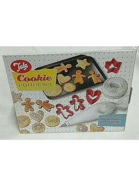 Tala Christmas 4 Cookie Cutters Set with Icing Bag and Nozzle & Mini Baking Tray